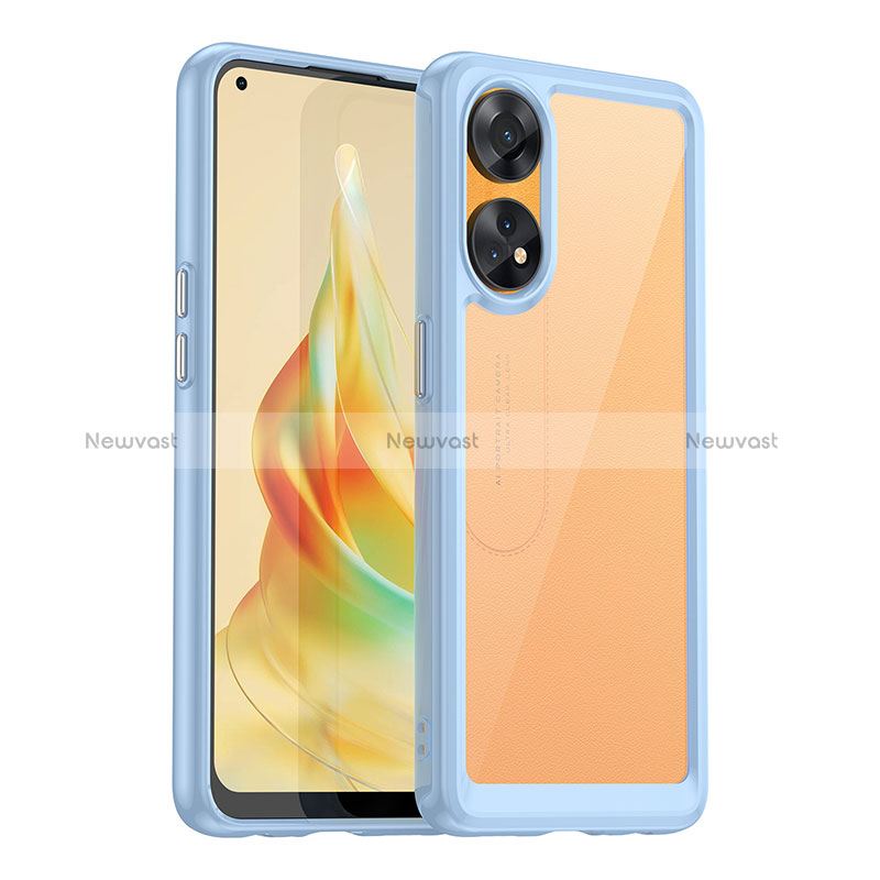 Silicone Transparent Frame Case Cover J01S for Oppo Reno8 T 4G