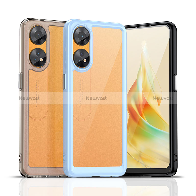 Silicone Transparent Frame Case Cover J01S for Oppo Reno8 T 4G