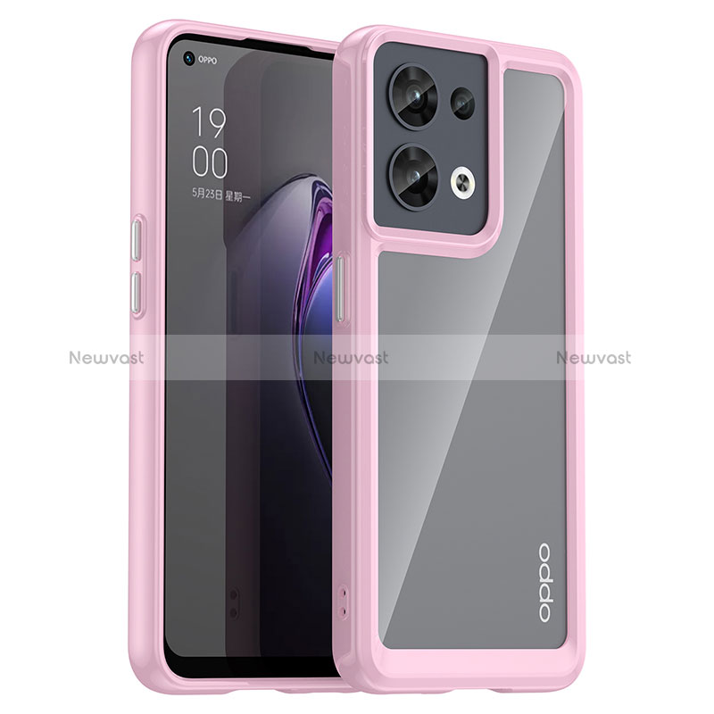 Silicone Transparent Frame Case Cover J01S for Oppo Reno9 5G