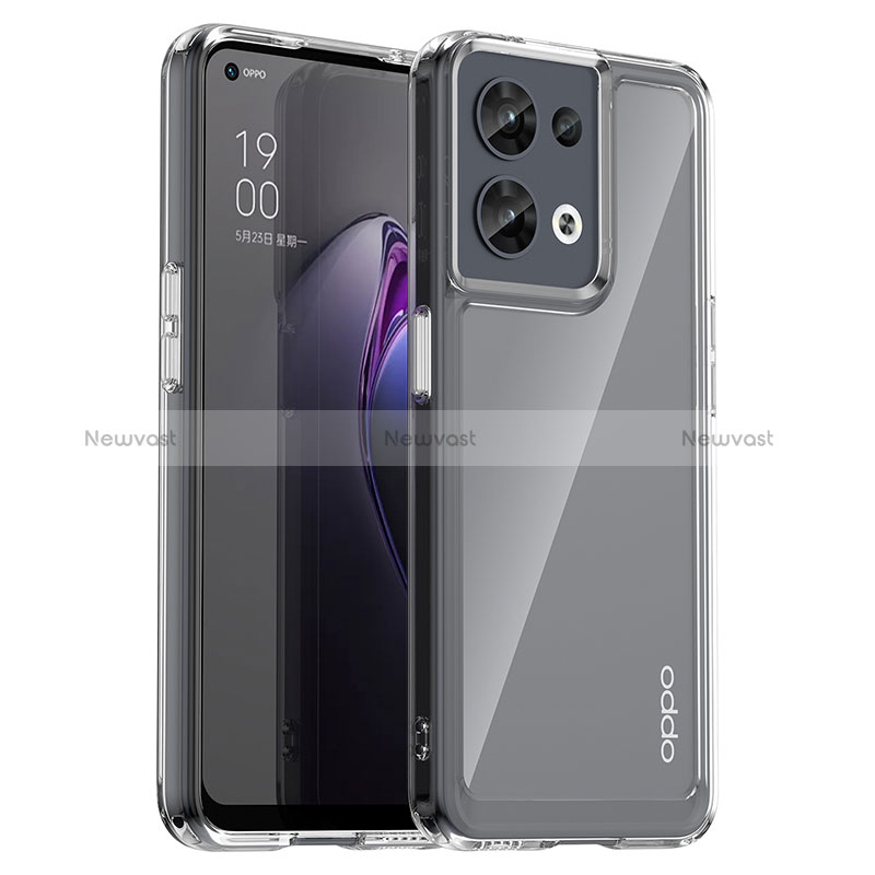 Silicone Transparent Frame Case Cover J01S for Oppo Reno9 5G Clear
