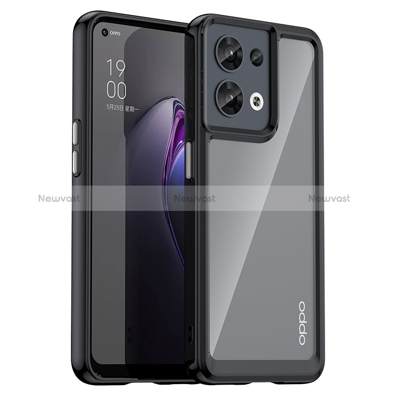 Silicone Transparent Frame Case Cover J01S for Oppo Reno9 Pro 5G