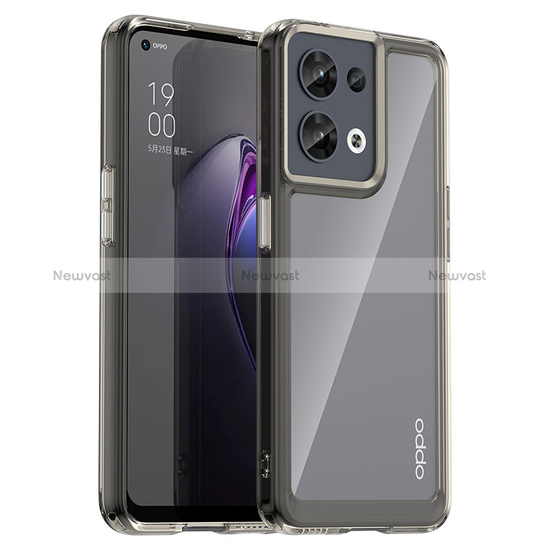 Silicone Transparent Frame Case Cover J01S for Oppo Reno9 Pro 5G Gray