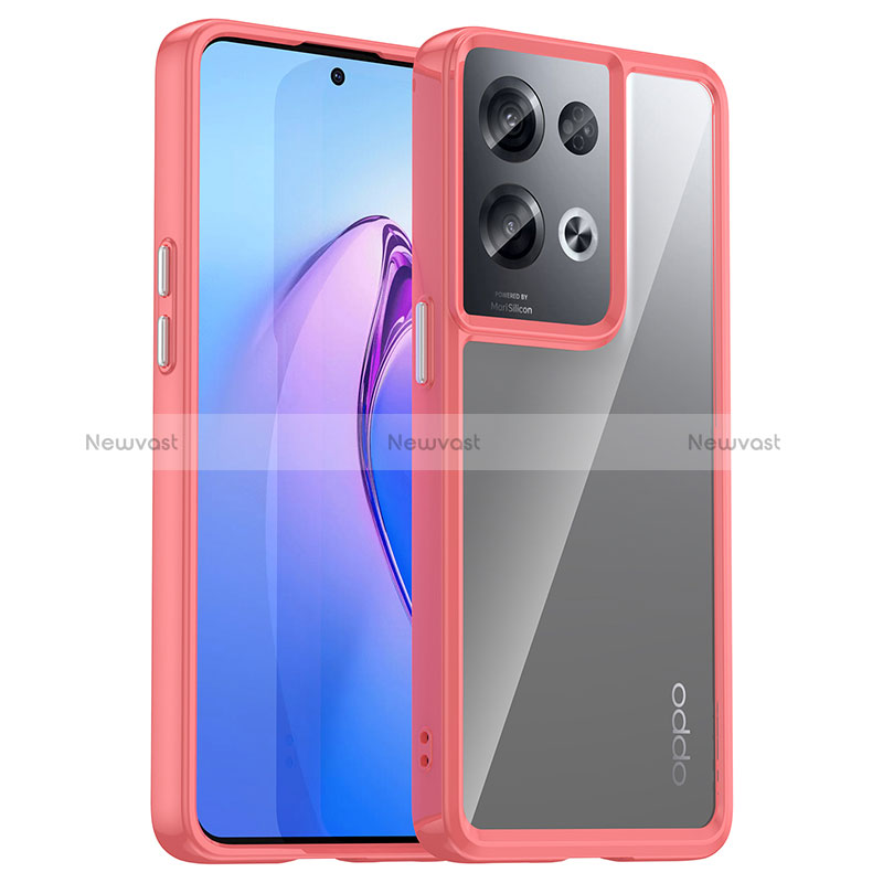 Silicone Transparent Frame Case Cover J01S for Oppo Reno9 Pro+ Plus 5G Red