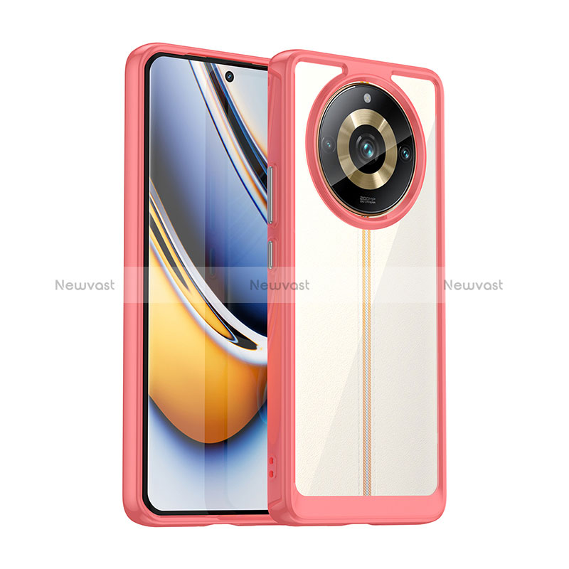 Silicone Transparent Frame Case Cover J01S for Realme 11 Pro 5G Red