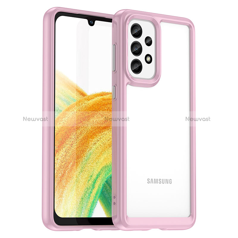 Silicone Transparent Frame Case Cover J01S for Samsung Galaxy A33 5G