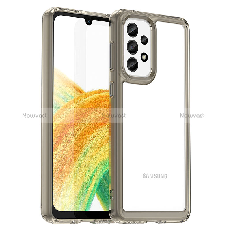 Silicone Transparent Frame Case Cover J01S for Samsung Galaxy A33 5G Gray