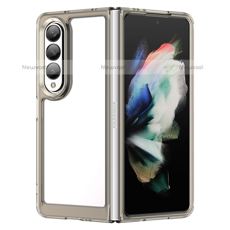 Silicone Transparent Frame Case Cover J01S for Samsung Galaxy Z Fold3 5G Gray