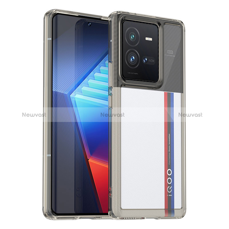 Silicone Transparent Frame Case Cover J01S for Vivo iQOO 10 Pro 5G Gray
