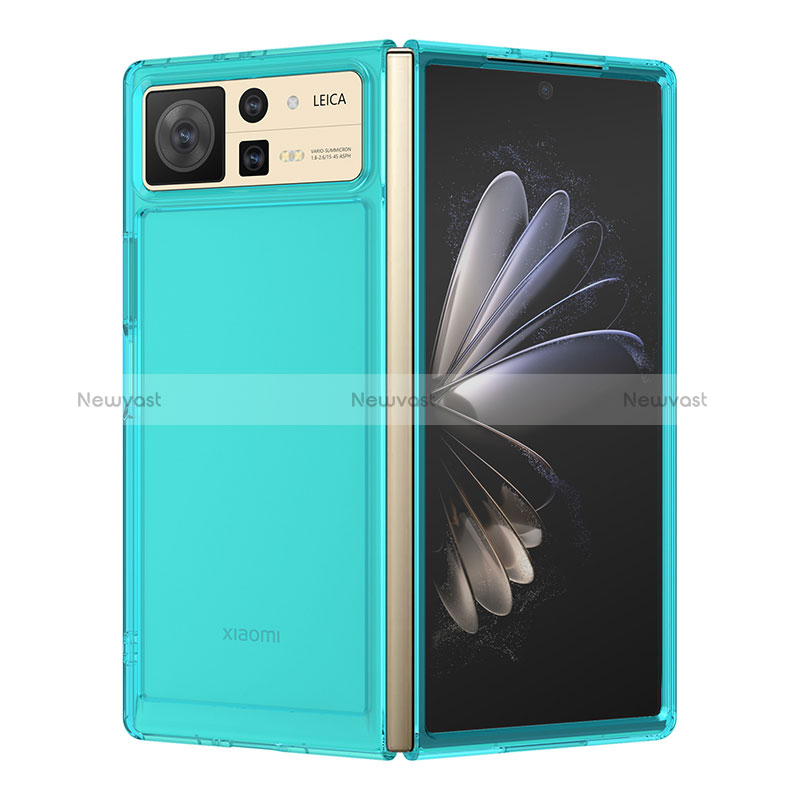 Silicone Transparent Frame Case Cover J01S for Xiaomi Mix Fold 2 5G Cyan