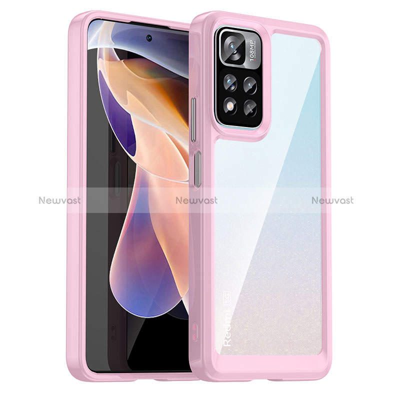 Silicone Transparent Frame Case Cover J01S for Xiaomi Redmi Note 11 Pro+ Plus 5G