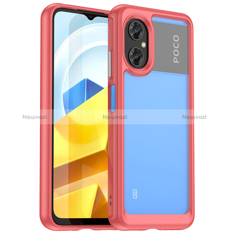 Silicone Transparent Frame Case Cover J01S for Xiaomi Redmi Note 11R 5G Red