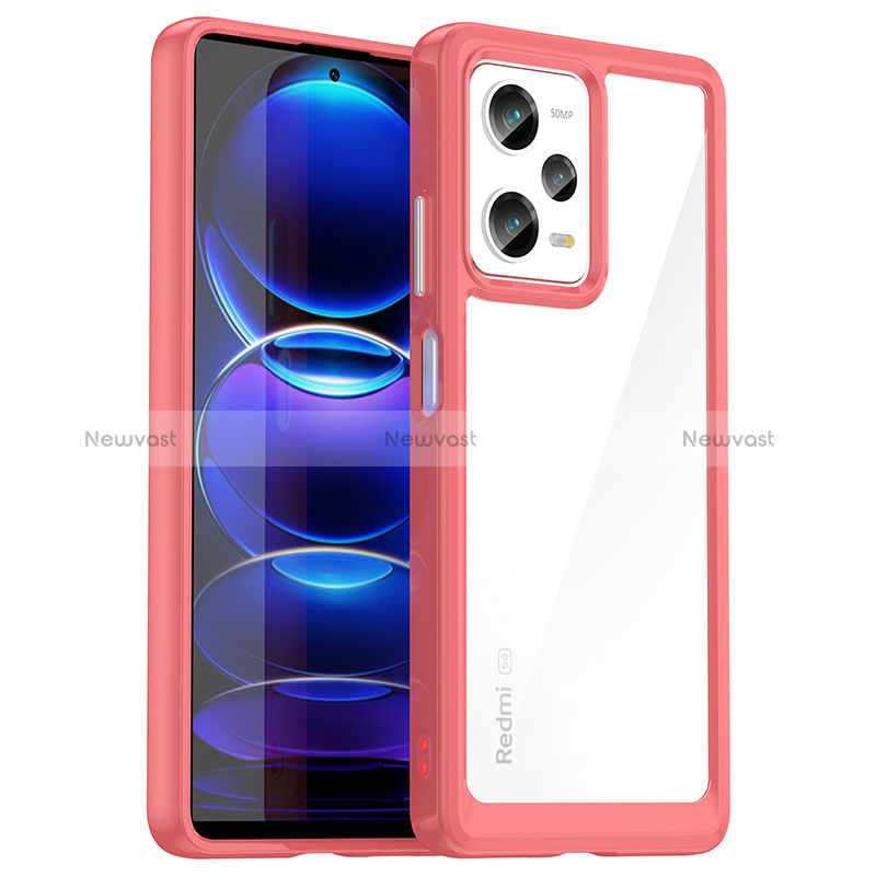 Silicone Transparent Frame Case Cover J01S for Xiaomi Redmi Note 12 Pro 5G