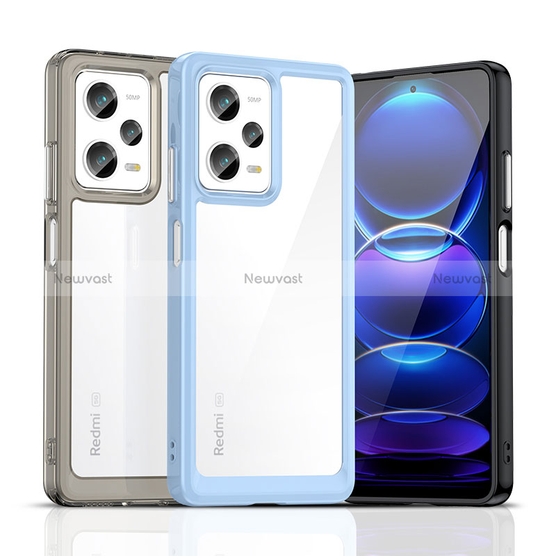 Silicone Transparent Frame Case Cover J01S for Xiaomi Redmi Note 12 Pro 5G