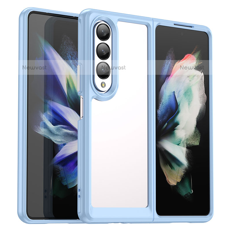 Silicone Transparent Frame Case Cover J02S for Samsung Galaxy Z Fold3 5G Blue