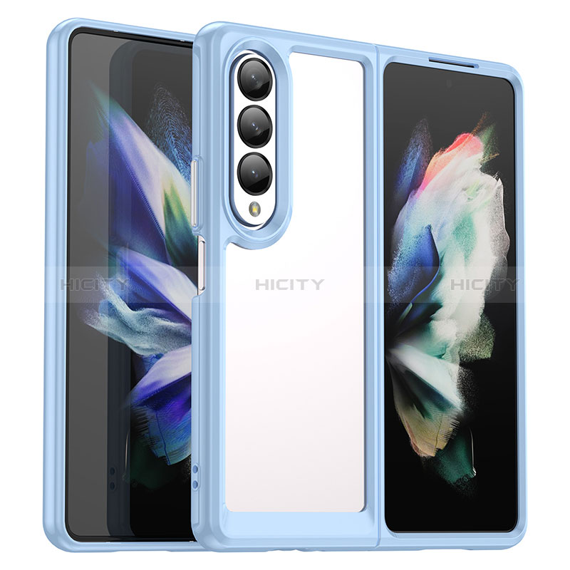 Silicone Transparent Frame Case Cover J02S for Samsung Galaxy Z Fold4 5G Blue
