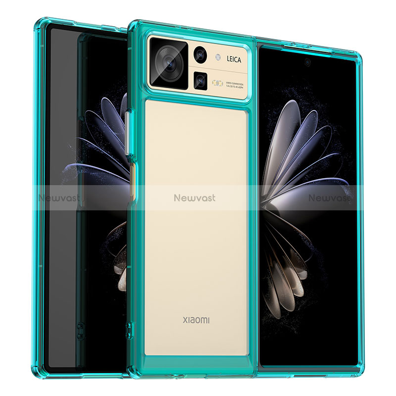 Silicone Transparent Frame Case Cover J02S for Xiaomi Mix Fold 2 5G Sky Blue