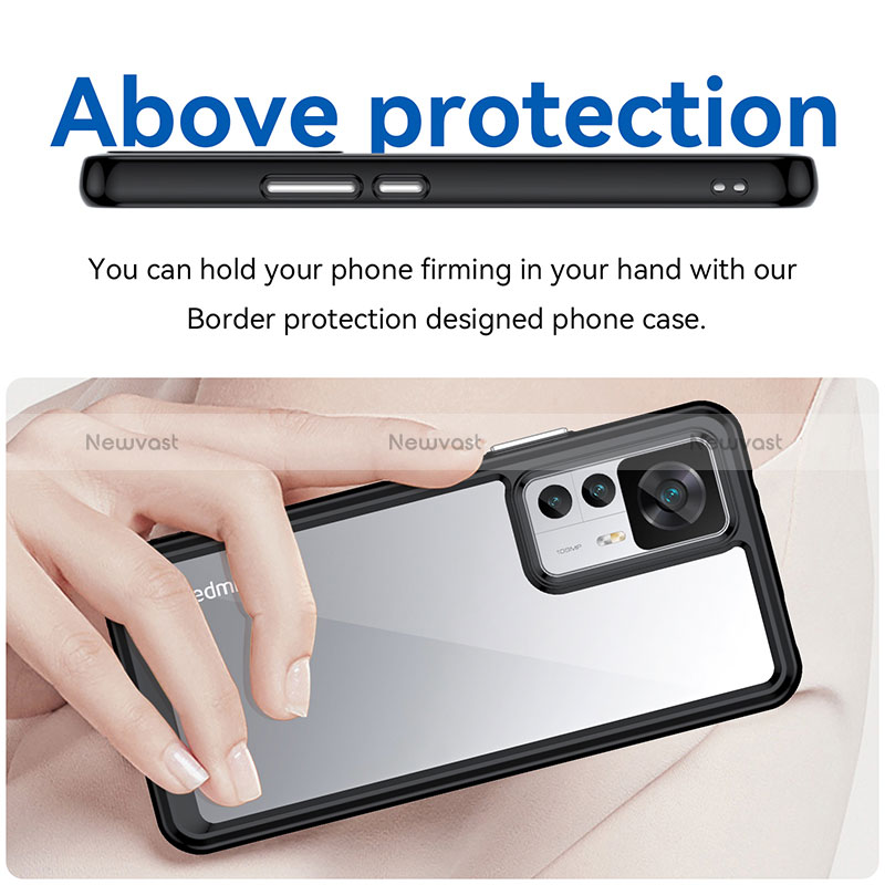 Silicone Transparent Frame Case Cover J04S for Xiaomi Mi 12T Pro 5G