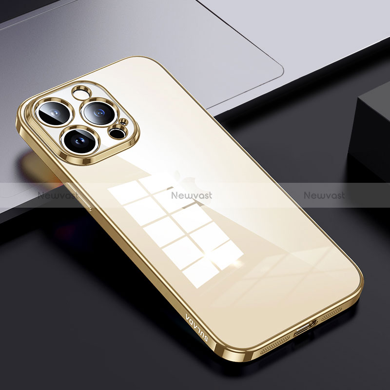 Silicone Transparent Frame Case Cover LD2 for Apple iPhone 13 Pro Max Gold