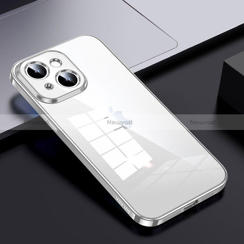 Silicone Transparent Frame Case Cover LD2 for Apple iPhone 13 Silver