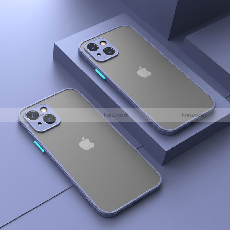 Silicone Transparent Frame Case Cover LS1 for Apple iPhone 13 Lavender Gray