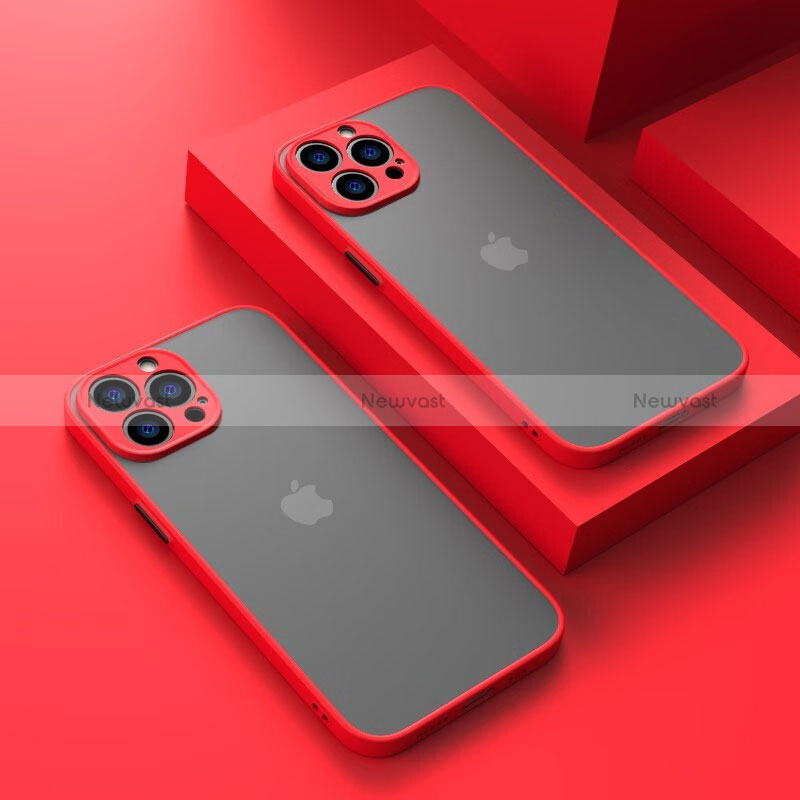 Silicone Transparent Frame Case Cover LS1 for Apple iPhone 13 Pro Max Red