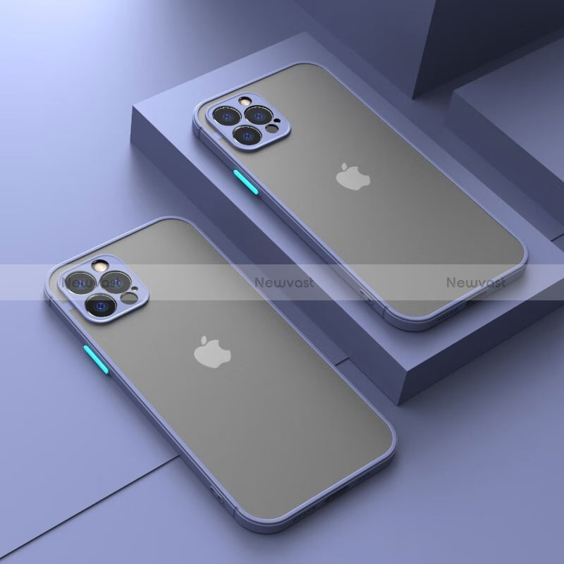 Silicone Transparent Frame Case Cover LS1 for Apple iPhone 14 Pro Lavender Gray