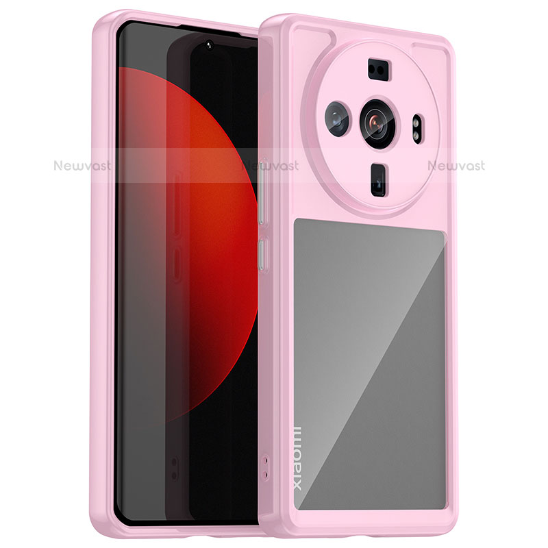 Silicone Transparent Frame Case Cover M01 for Xiaomi Mi 12 Ultra 5G Pink