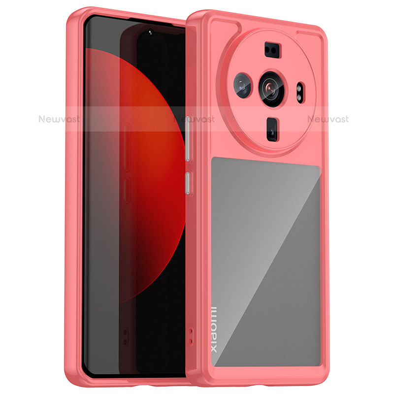 Silicone Transparent Frame Case Cover M01 for Xiaomi Mi 12 Ultra 5G Red