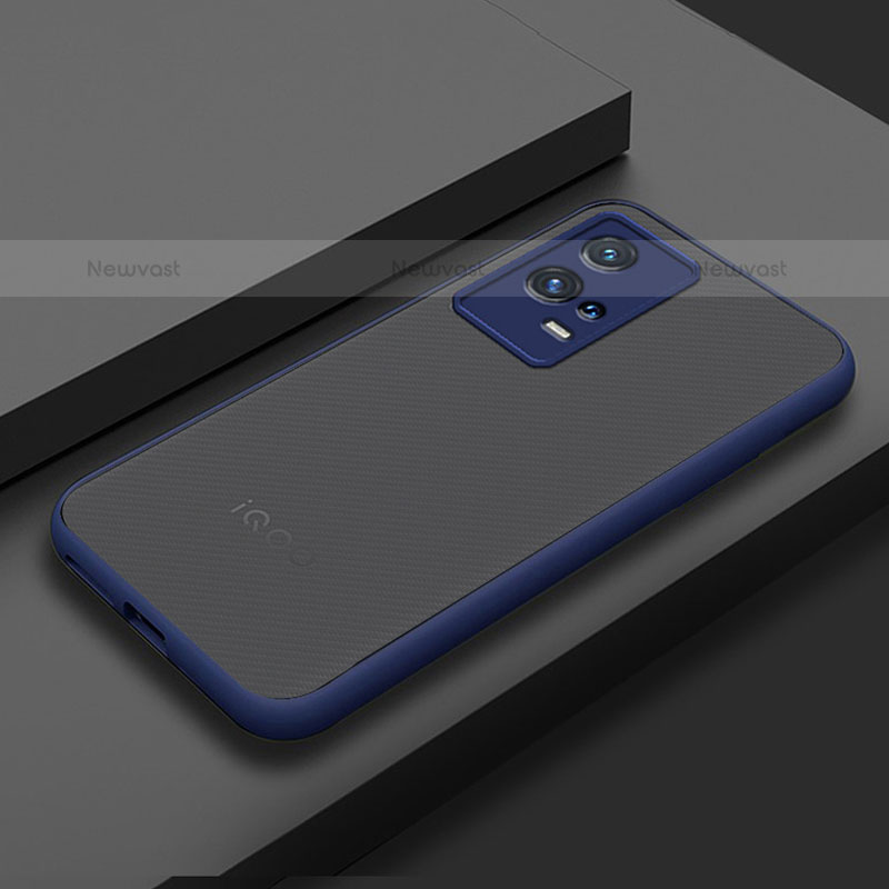 Silicone Transparent Frame Case Cover M02 for Vivo iQOO 8 5G Blue