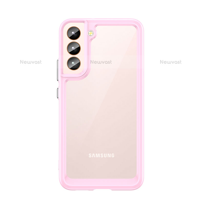 Silicone Transparent Frame Case Cover M03 for Samsung Galaxy S22 5G Pink