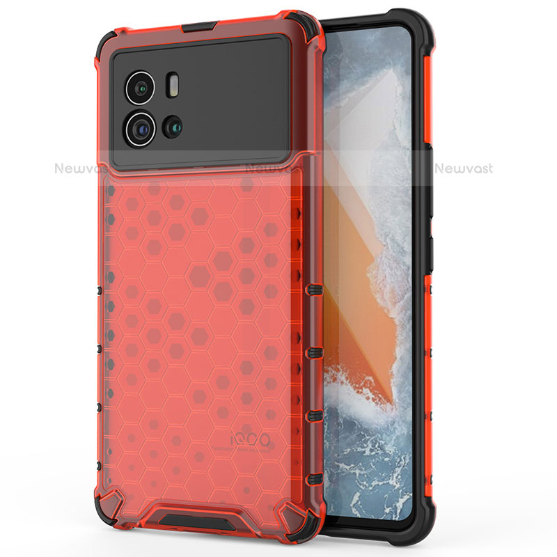 Silicone Transparent Frame Case Cover M04 for Vivo iQOO 9 Pro 5G Red