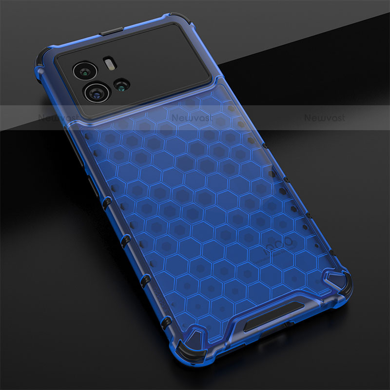 Silicone Transparent Frame Case Cover M05 for Vivo iQOO 9 5G Blue