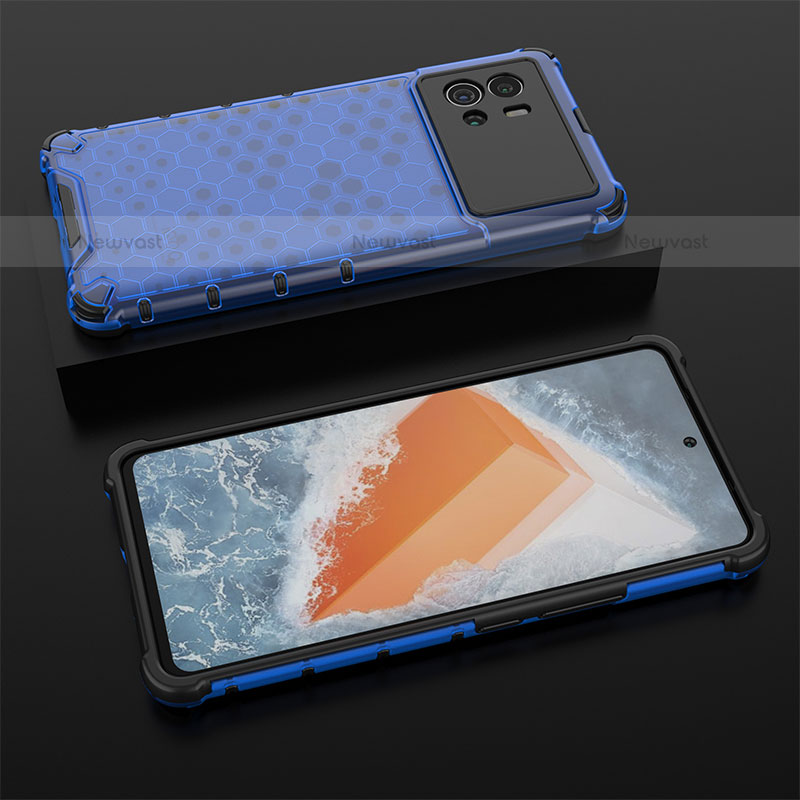 Silicone Transparent Frame Case Cover M06 for Vivo iQOO 9 5G Blue