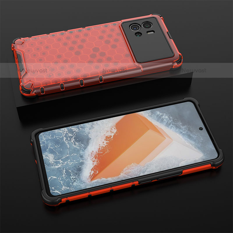 Silicone Transparent Frame Case Cover M06 for Vivo iQOO 9 Pro 5G Red
