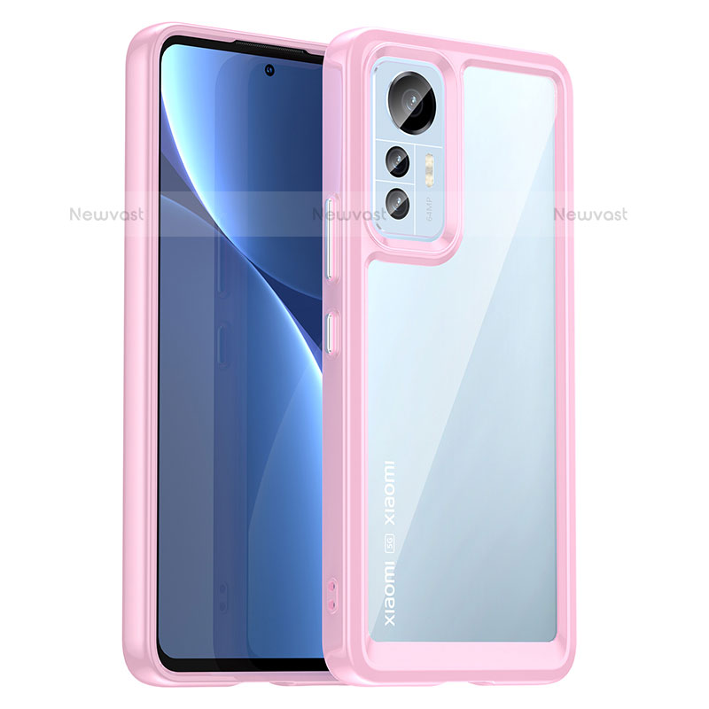 Silicone Transparent Frame Case Cover M06 for Xiaomi Mi 12 Lite 5G Pink