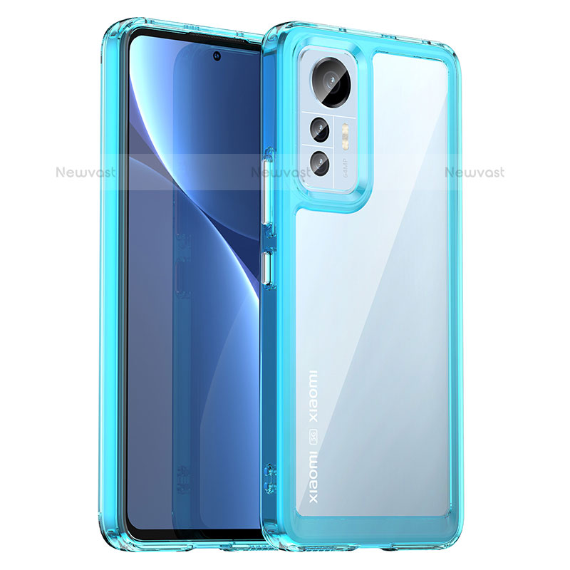 Silicone Transparent Frame Case Cover M06 for Xiaomi Mi 12 Lite 5G Sky Blue