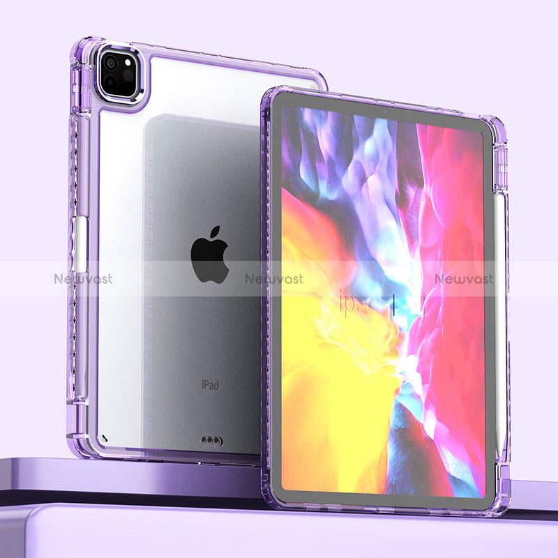 Silicone Transparent Frame Case Cover P01 for Apple iPad Pro 11 (2020) Purple