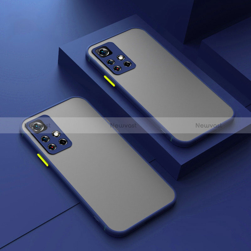 Silicone Transparent Frame Case Cover P01 for Xiaomi Redmi Note 11S 5G Blue