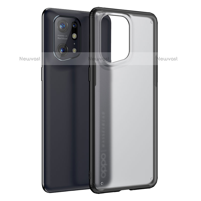 Silicone Transparent Frame Case Cover W01L for Oppo Find X5 Pro 5G Black