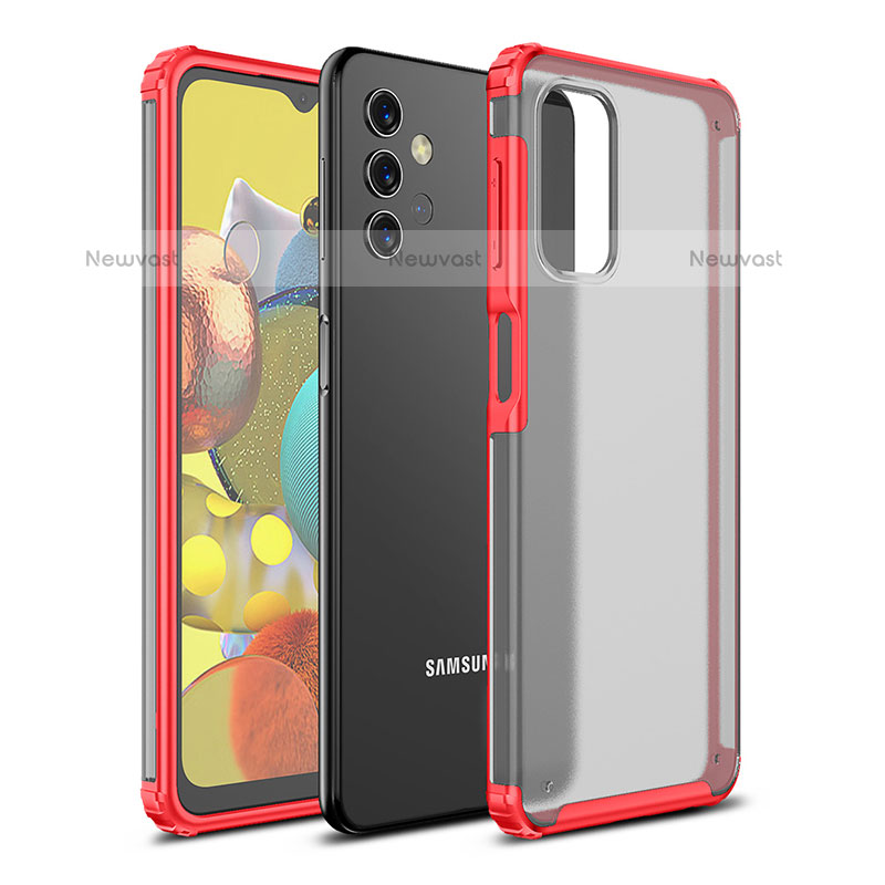 Silicone Transparent Frame Case Cover WL1 for Samsung Galaxy M32 5G Red