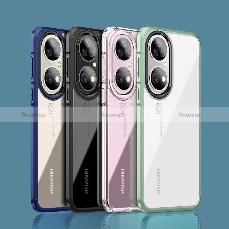 Silicone Transparent Frame Case Cover WL2 for Huawei P50 Pro