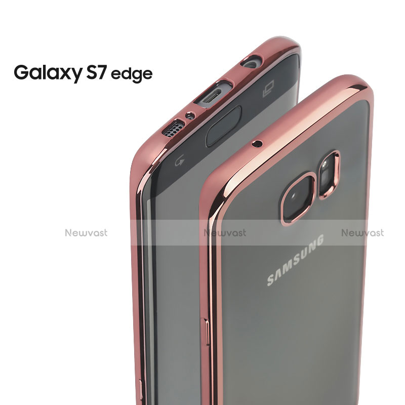 Silicone Transparent Frame Case for Samsung Galaxy S7 Edge G935F Rose Gold