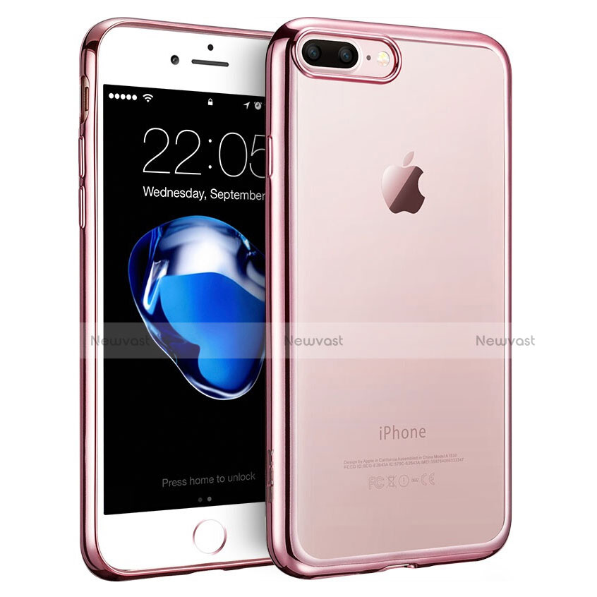 Silicone Transparent Frame Case T01 for Apple iPhone 7 Plus Pink