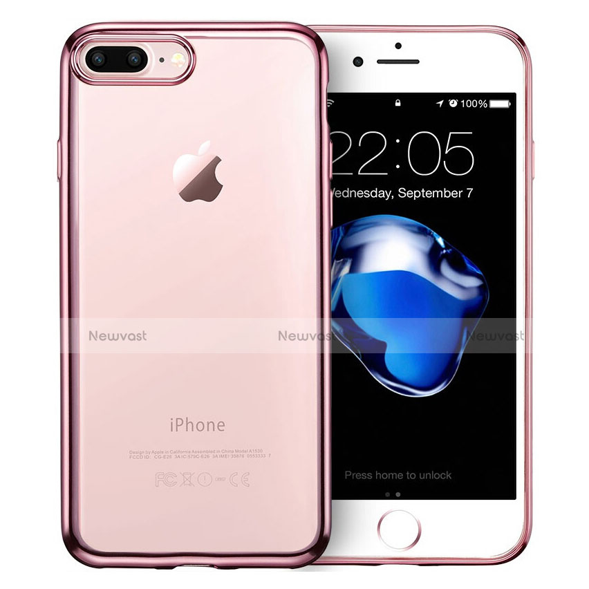 Silicone Transparent Frame Case T01 for Apple iPhone 7 Plus Pink