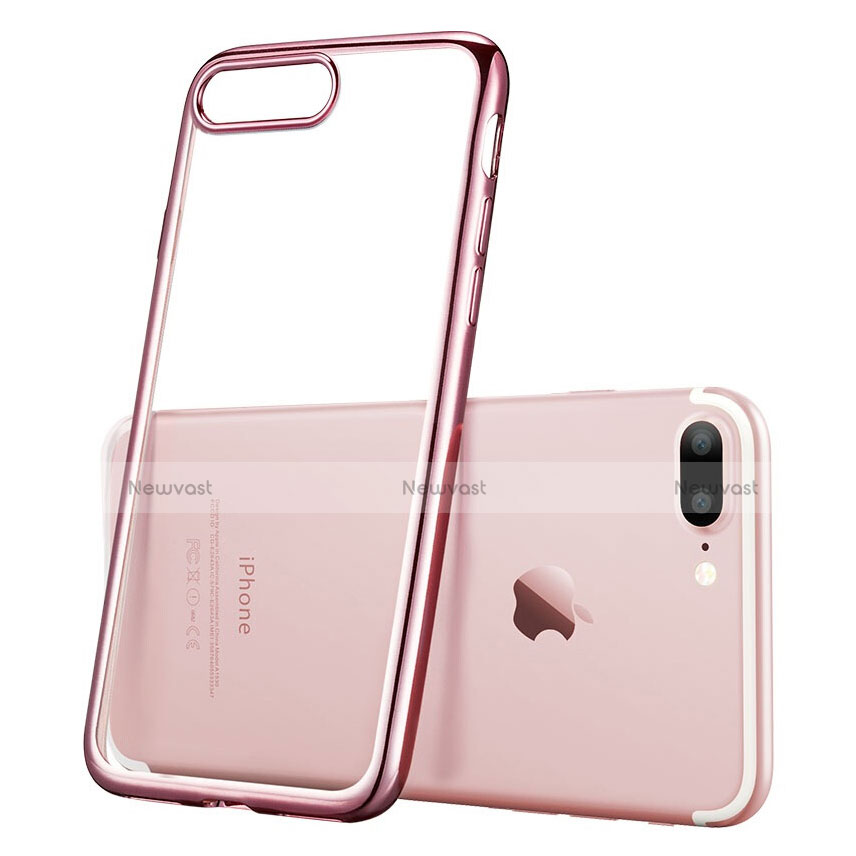 Silicone Transparent Frame Case T01 for Apple iPhone 7 Plus Pink