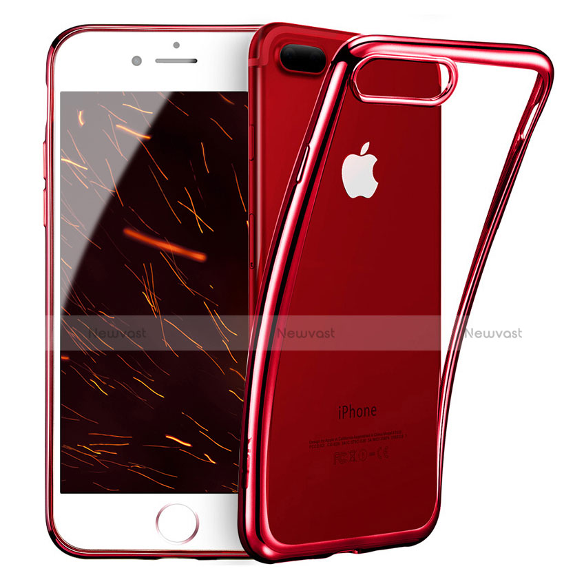 Silicone Transparent Frame Case T01 for Apple iPhone 8 Plus Red