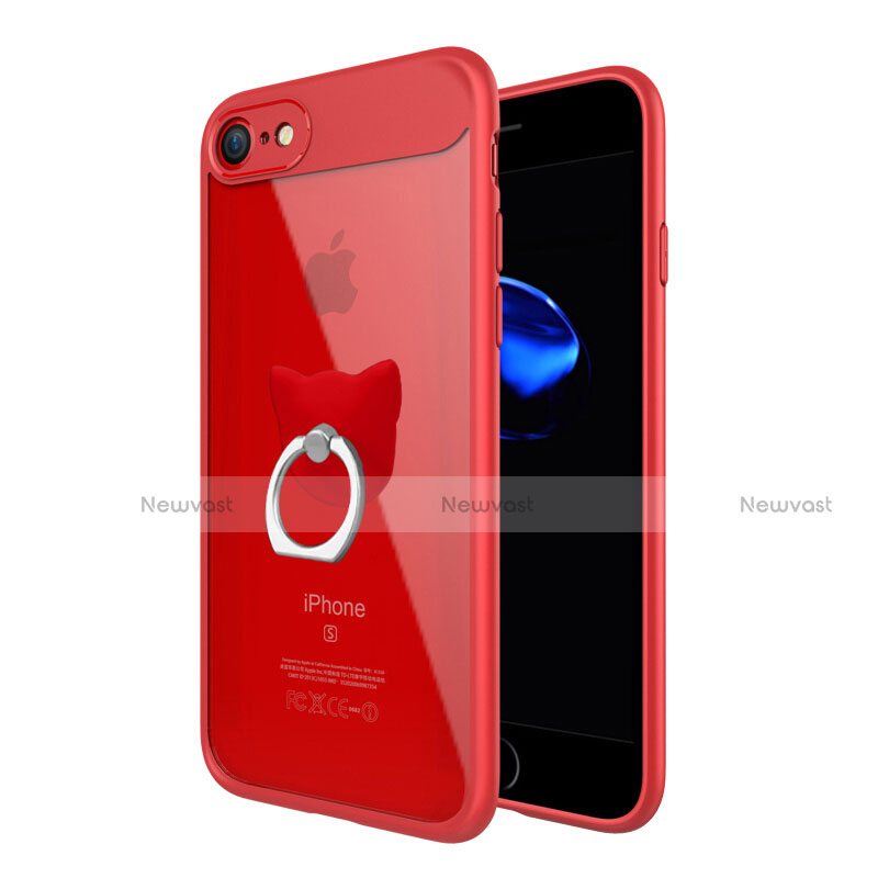 Silicone Transparent Frame Cover B01 for Apple iPhone 8 Plus Red