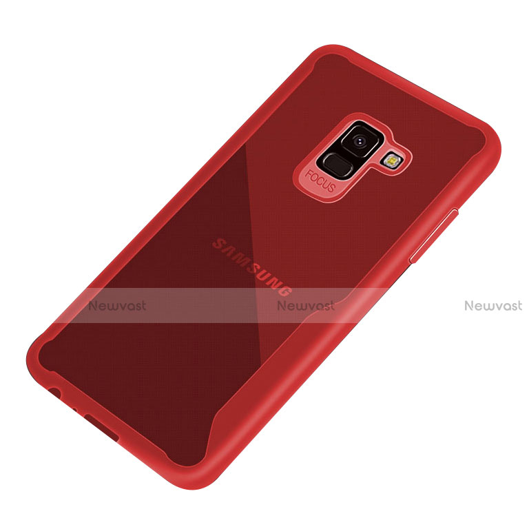 Silicone Transparent Frame Cover for Samsung Galaxy A8+ A8 Plus (2018) Duos A730F Red