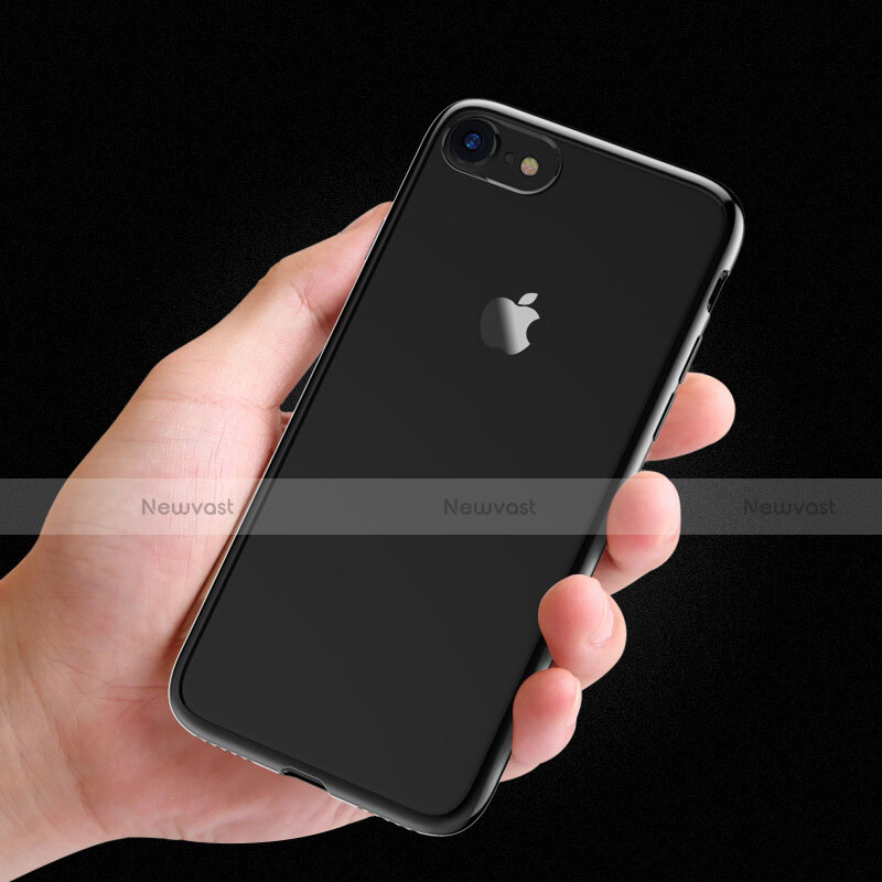 Silicone Transparent Matte Finish Frame Case for Apple iPhone 7 Black