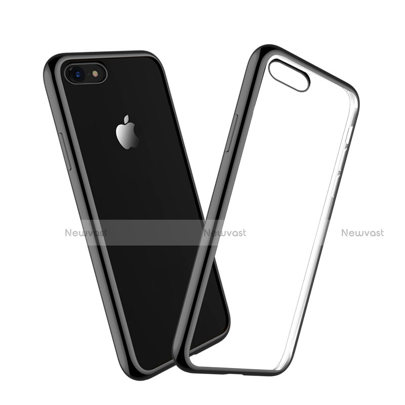 Silicone Transparent Matte Finish Frame Case for Apple iPhone SE3 2022 Black